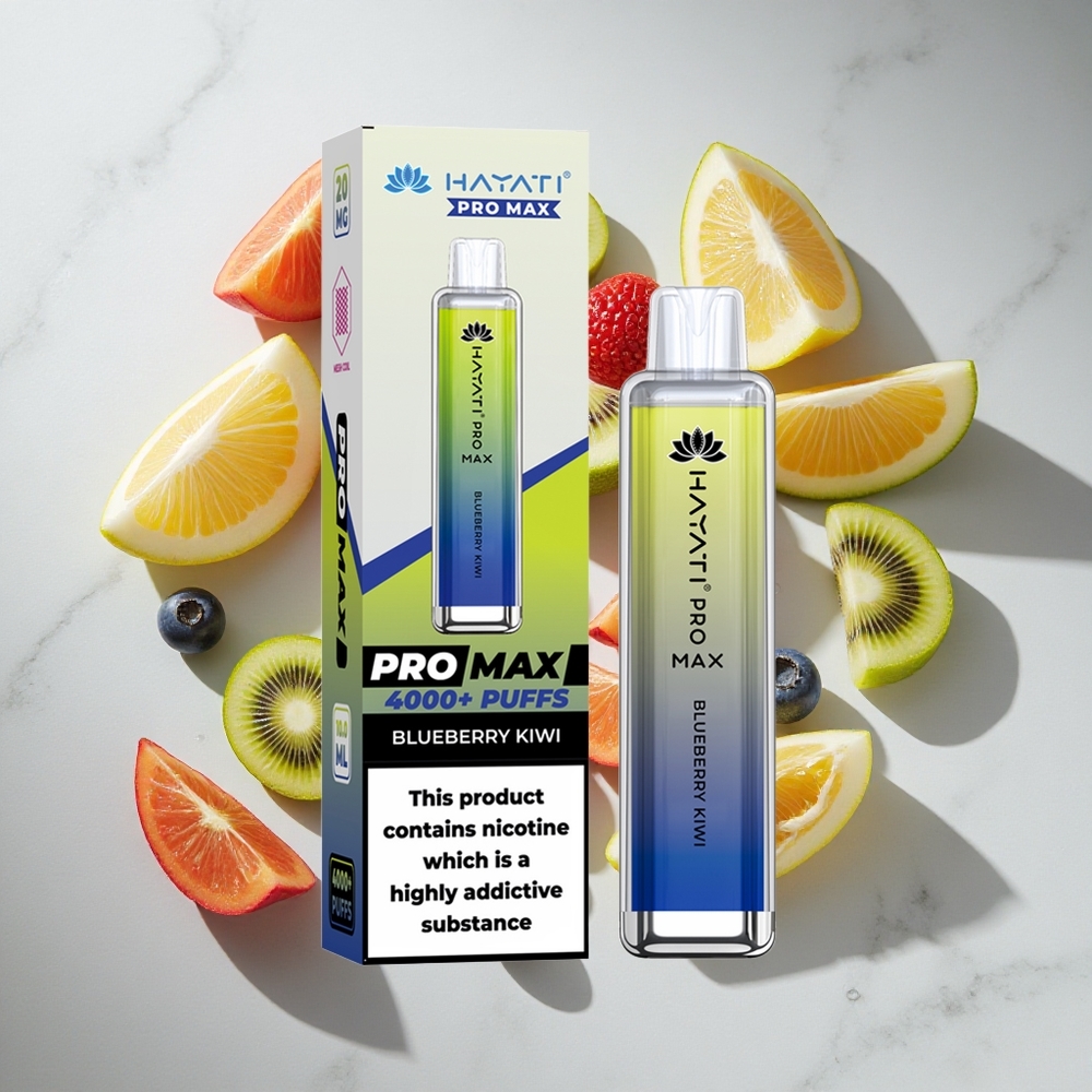 Blauwe Bes Kiwi Hayati Pro Max 4000 Puffs Nederland vapes Dual 11 Ohm Mesh Coil  1400mAh batterij