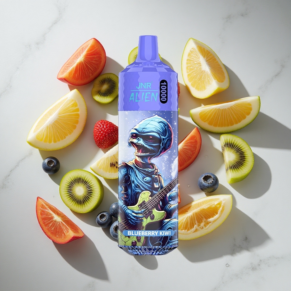 Blauwe Bes Kiwi JNR Alien 10000 Puffs Nederland vapes met 20ml e-vloeistof en RGB LED