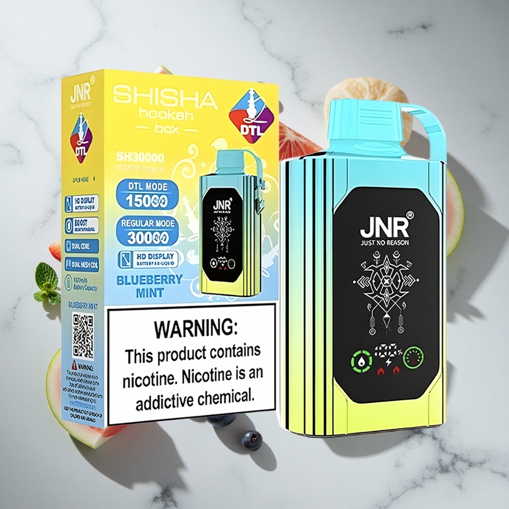 Blauwe Bes Munt JNR Shisha Hookah Box 20500 Puffs Nederland vapes met HD Display  25ml Vloeistof