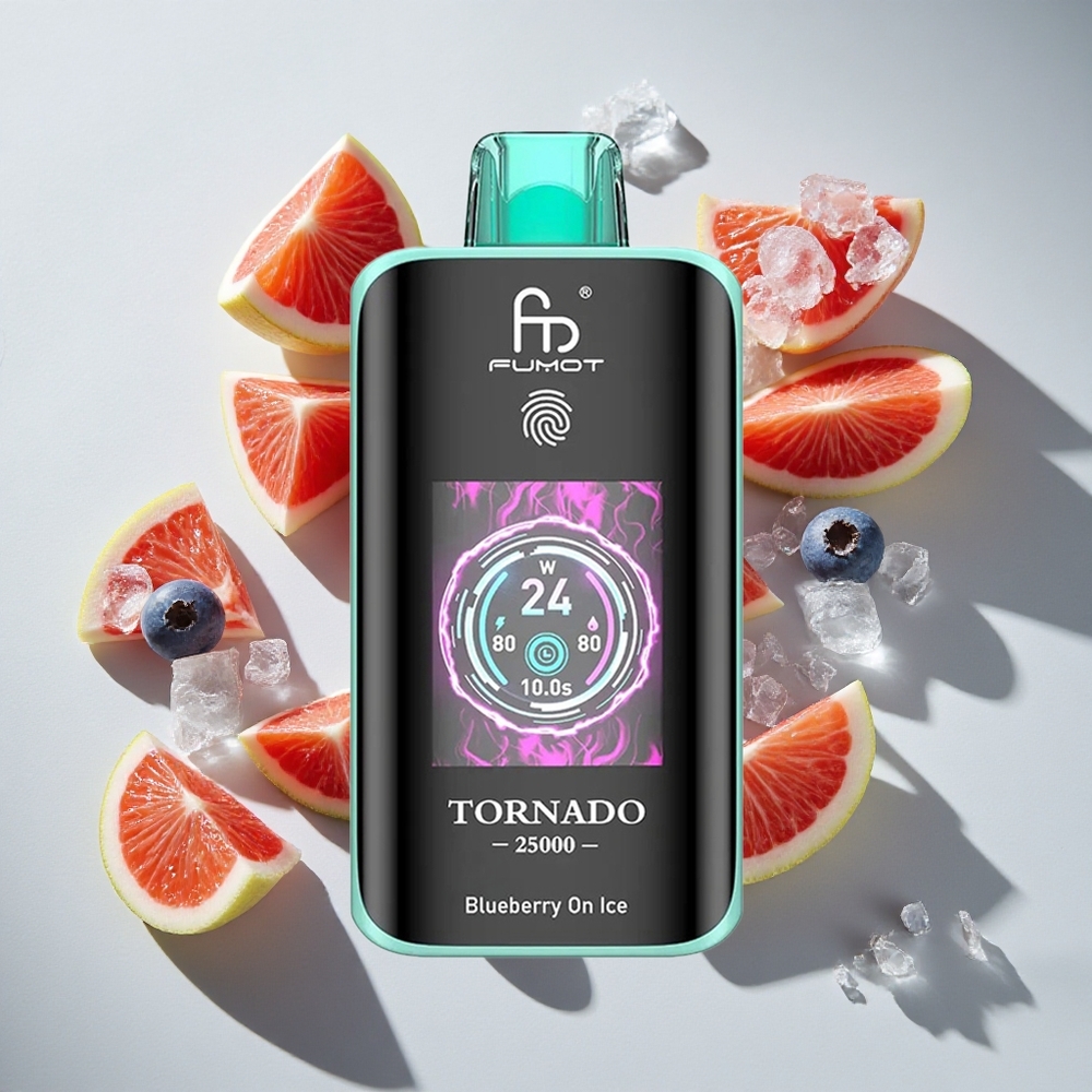 Blauwe Bes Op IJs Fumot Tornado 25000 Puffs Nederland vapes met HD-scherm en Type-C oplaadpoort