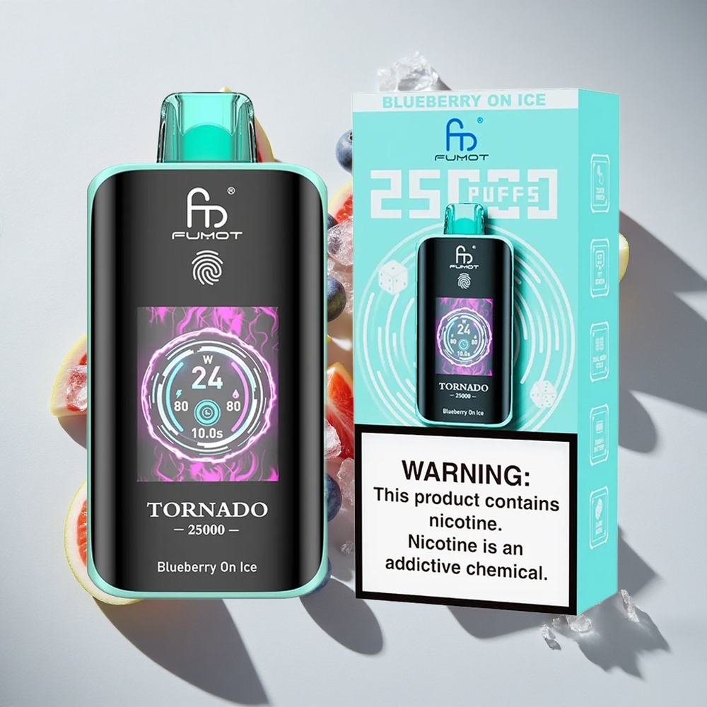 Blauwe Bes Op IJs Fumot Tornado 25000 Puffs Nederland vapes met HD-scherm en Type-C oplaadpoort