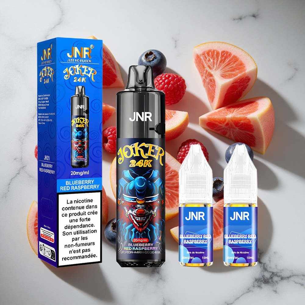 Blauwe Bes Rode Framboos JNR Joker 24K Puffs Nederland vapes met 800mAh Accu  Type-C Opladen