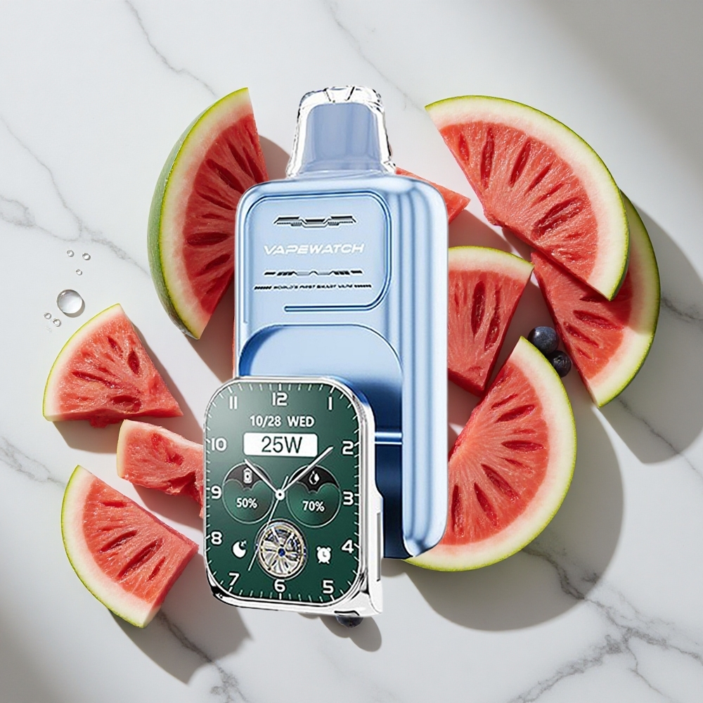 Blauwe Bes Watermeloen JNR Vape Watch 30000 Puffs Nederland vapes Dual Mesh Coil Type-C