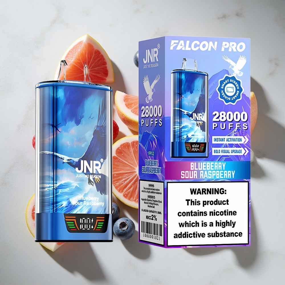 Blauwe Bes Zure Framboos JNR Falcon Pro 28000 Puffs Nederland vapes met 30ml Voorgevuld  950mAh Batterij