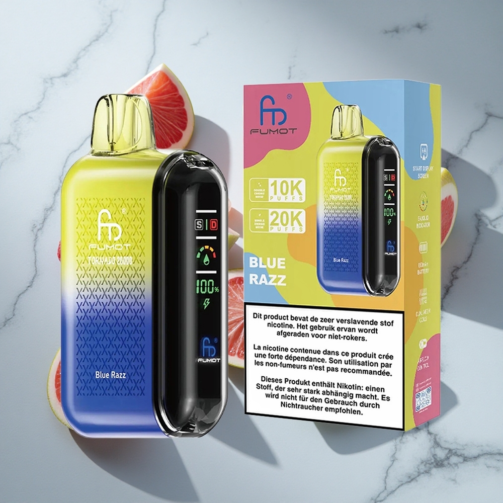 Blauwe Framboos Fumot Tornado 20000 Puffs Dual Mesh Coil Nederland vapes