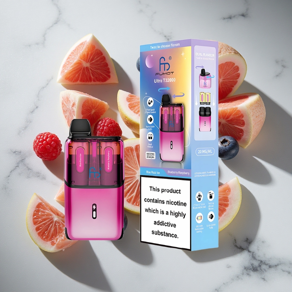 Blauwe Framboos IJs - Blauwe Bes Framboos Fumot Ultra T32000 32000 Puffs Nederland vapes Type-C Opladen