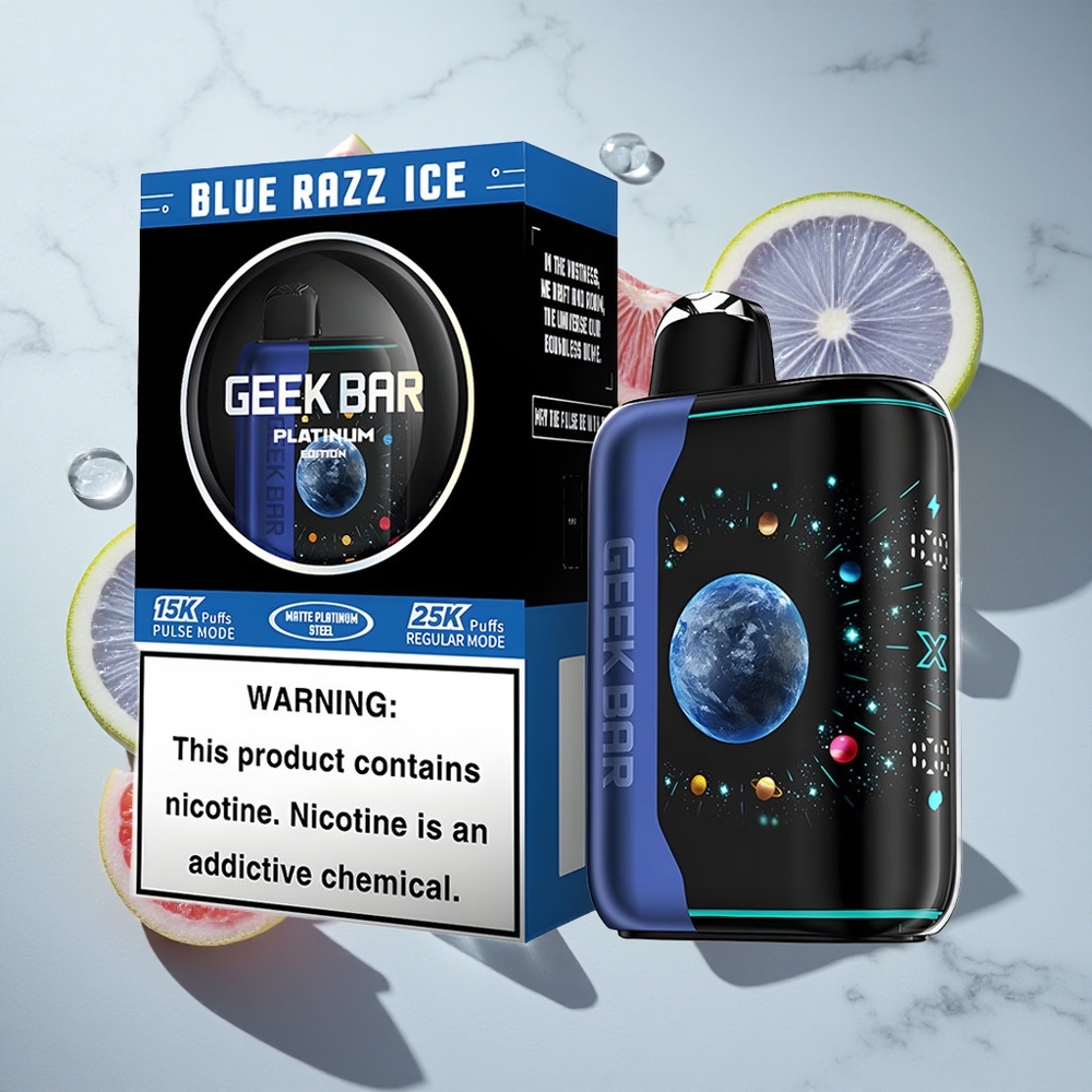Blauwe Framboos IJs GEEK BAR Platinum Editie 25000 Puffs Nederland vapes Dual Mesh Coil
