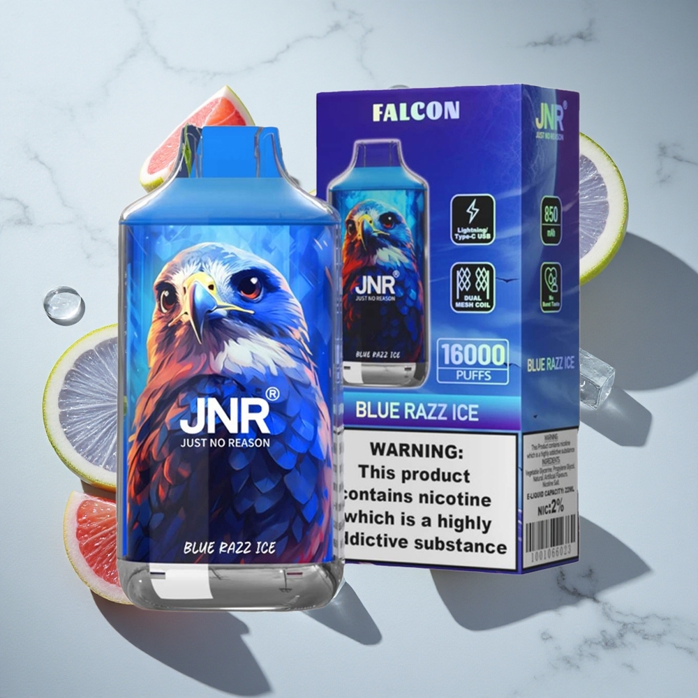 Blauwe Framboos IJs JNR Falcon 16000 Puffs Nederland vapes Dual Mesh Coil  22ml