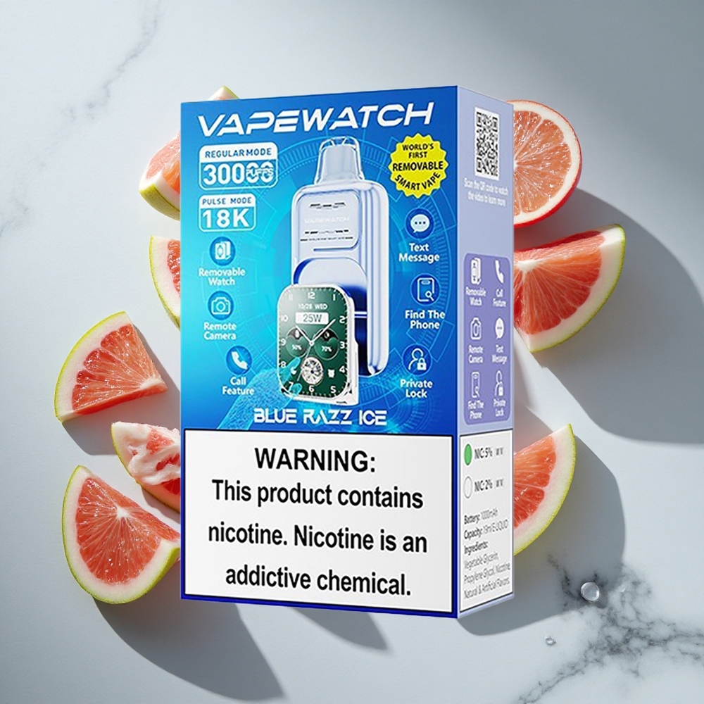 Blauwe Framboos IJs JNR Vape Watch 30000 Puffs Nederland vapes Met 19mL Vloeistof  Type-C Opladen