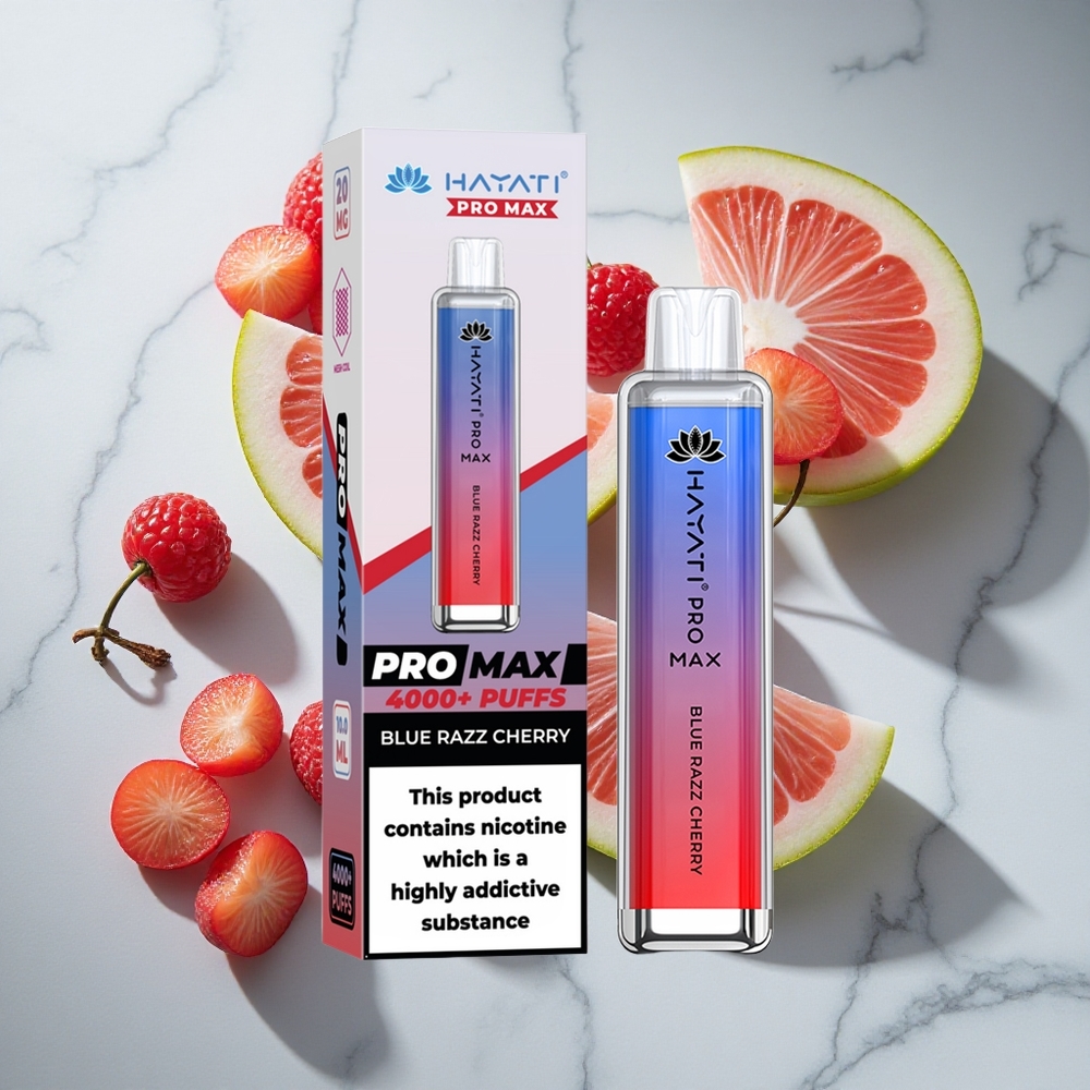 Blauwe Framboos Kers Hayati Pro Max 4000 Puffs Nederland vapes Dual 11 Ohm Mesh Coil  1400mAh batterij