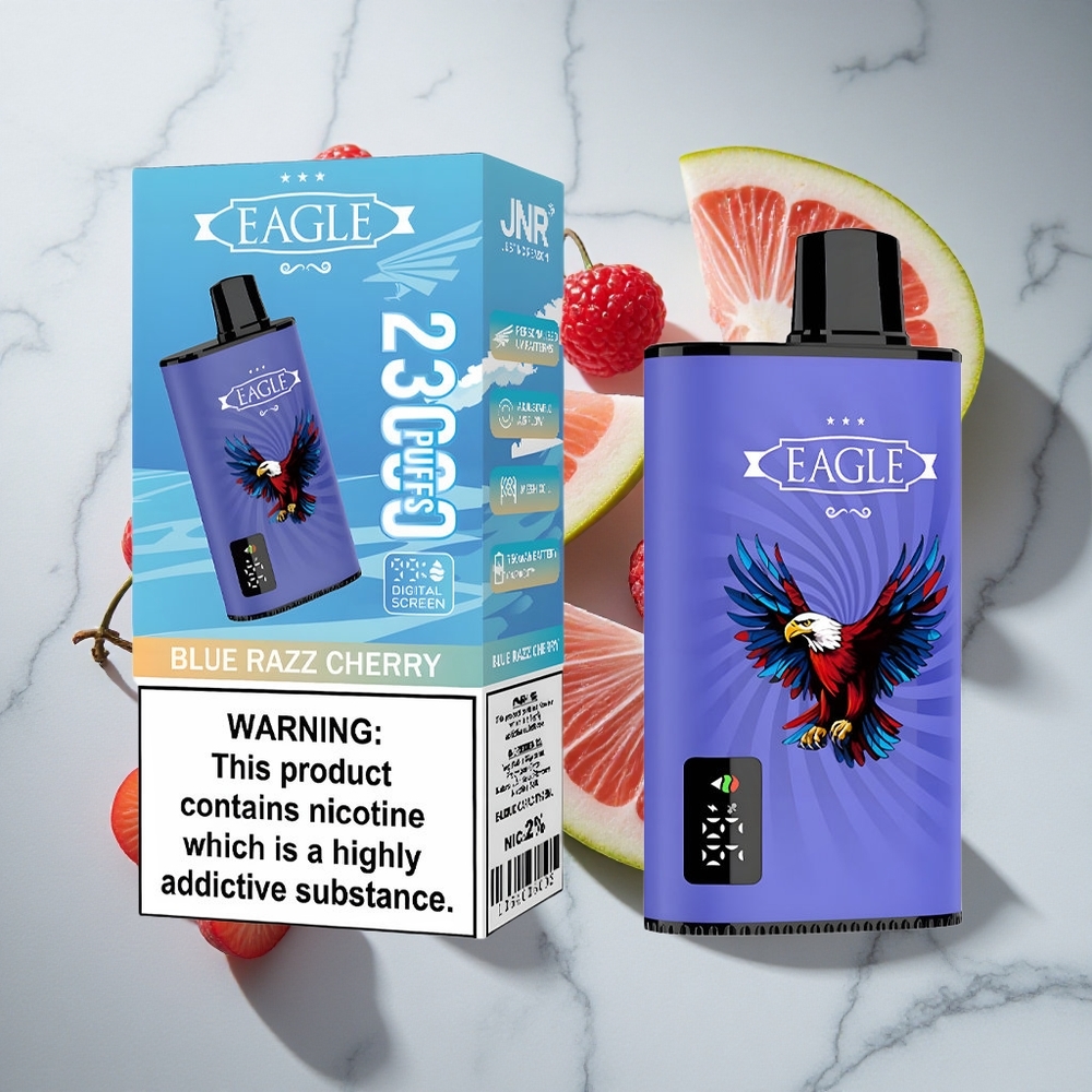 Blauwe Framboos Kers JNR EAGLE Smart 23000 Puffs Nederland vapes Met Digitaal Scherm  Aanpasbare Luchtstroom