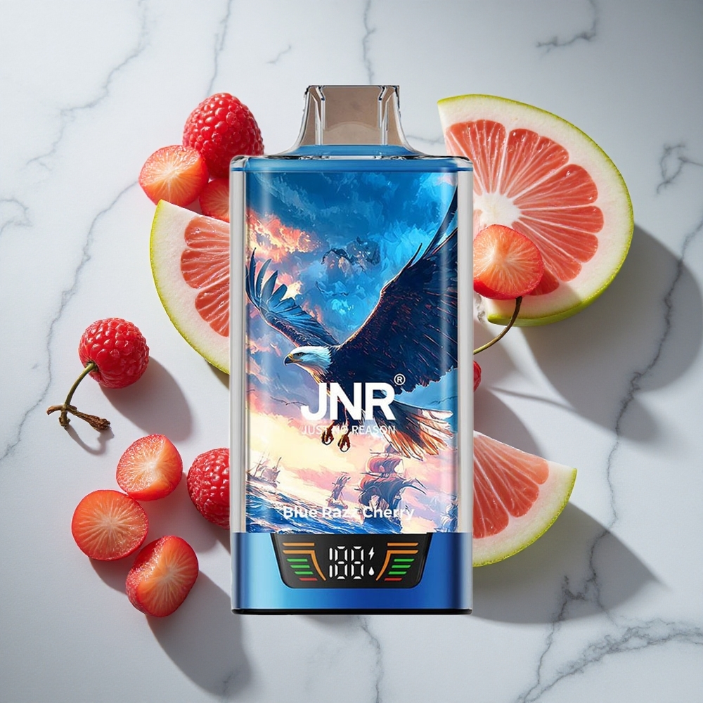 Blauwe Framboos-Kers JNR Falcon Pro 28000 Puffs Nederland vapes met Smart Display  USB Type-C Opladen