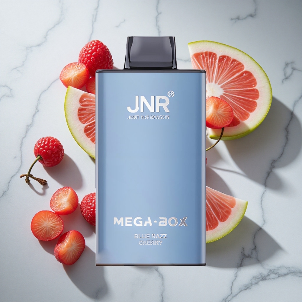 Blauwe Framboos Kers JNR Mega Box 25000 Puffs Nederland vapes Dual Mesh Coil