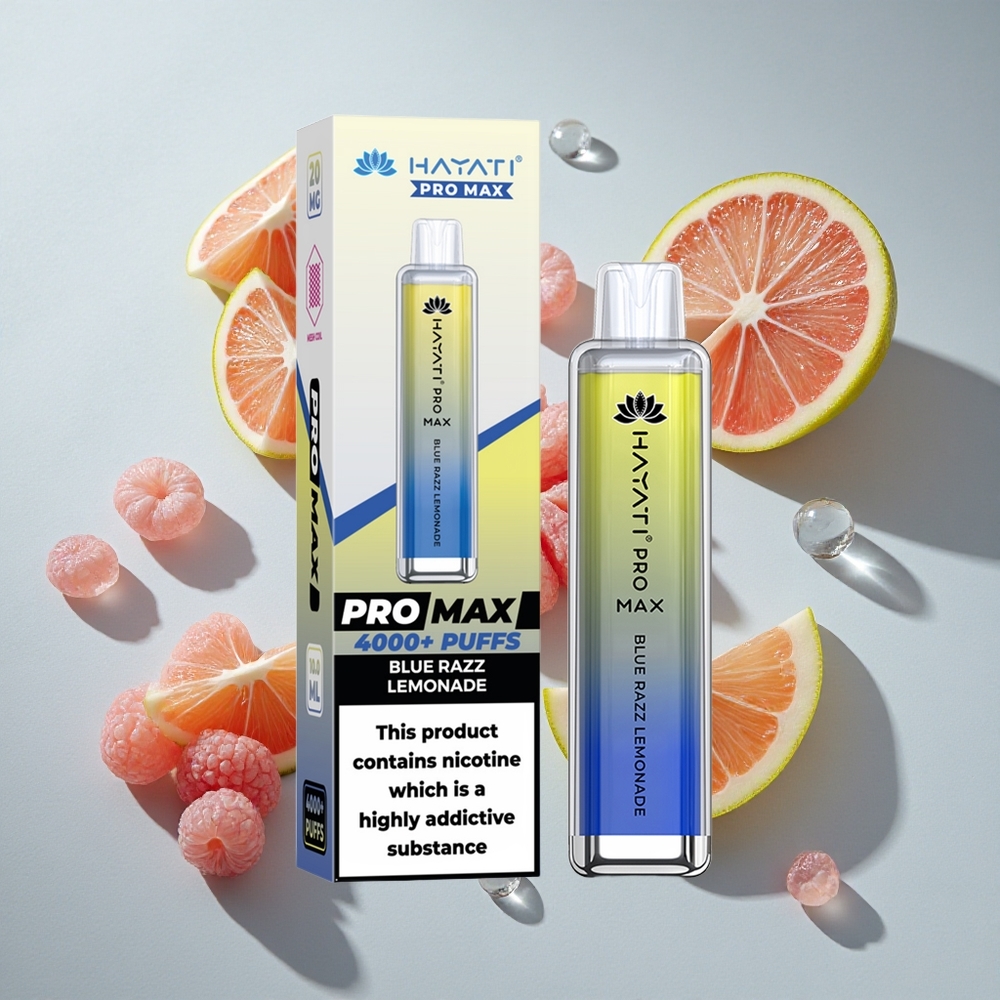 Blauwe Framboos Limonade Hayati Pro Max 4000 Puffs Nederland vapes met 1400mAh oplaadbare batterij  LED-licht