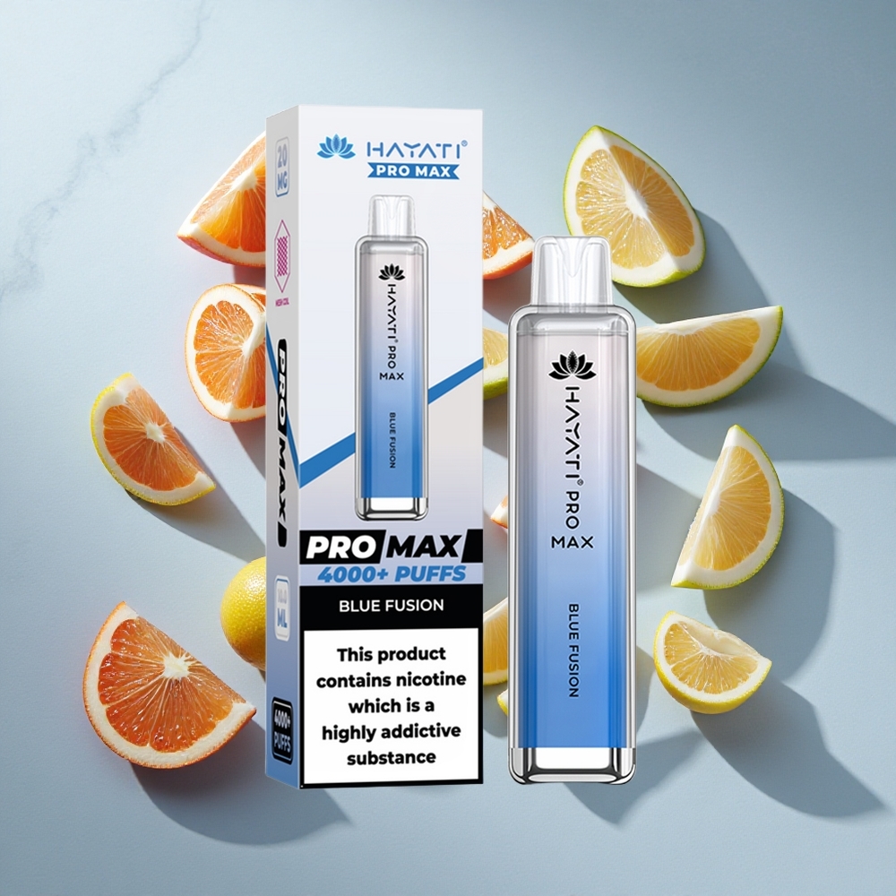 Blauwe Fusie Hayati Pro Max 4000 Puffs Nederland vapes met 1400mAh oplaadbare batterij  LED-licht