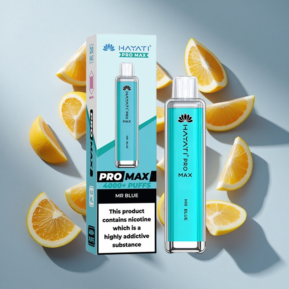 Blauwe Hayati Pro Max 4000 Puffs Nederland vapes met 1400mAh oplaadbare batterij  kristal uiterlijk