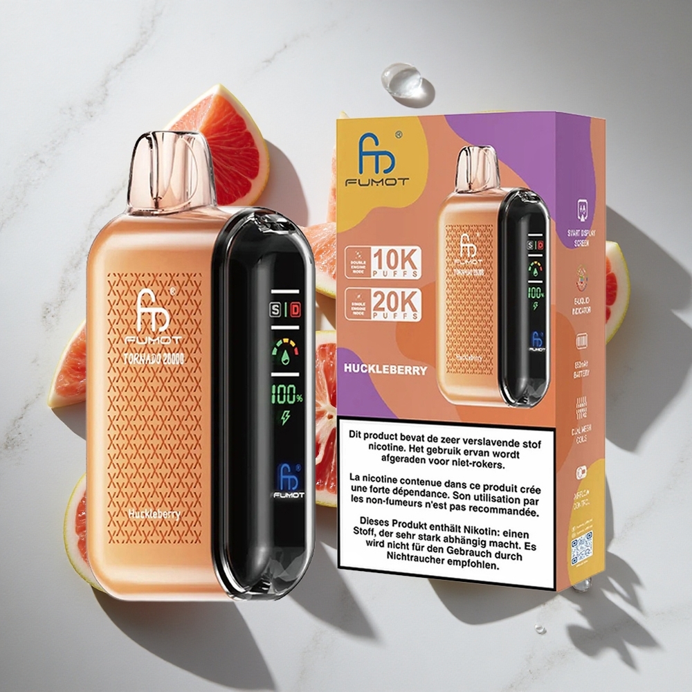 Bosbes Fumot Tornado 20000 Puffs Nederland vapes met Dual Mesh Coil en Smart Display