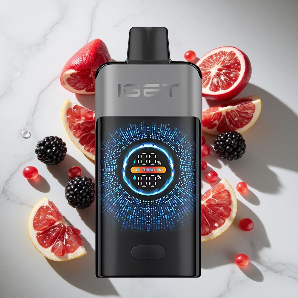 Braambes Kers Granaatappel IGET ONE 12000 Puffs Nederland vapes met 2700 mAh Batterij
