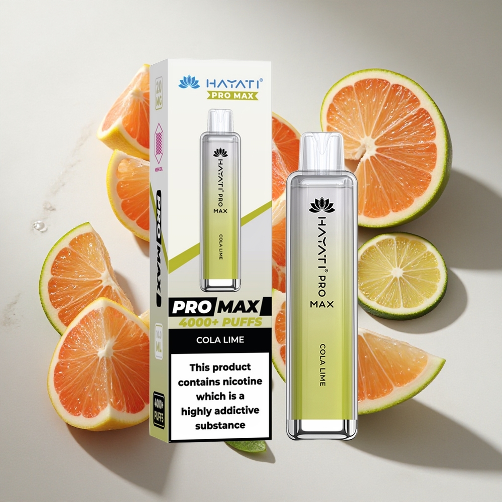 Cola Lime Hayati Pro Max 4000 Puffs Nederland vapes met 1400mAh batterij en LED-verlichting