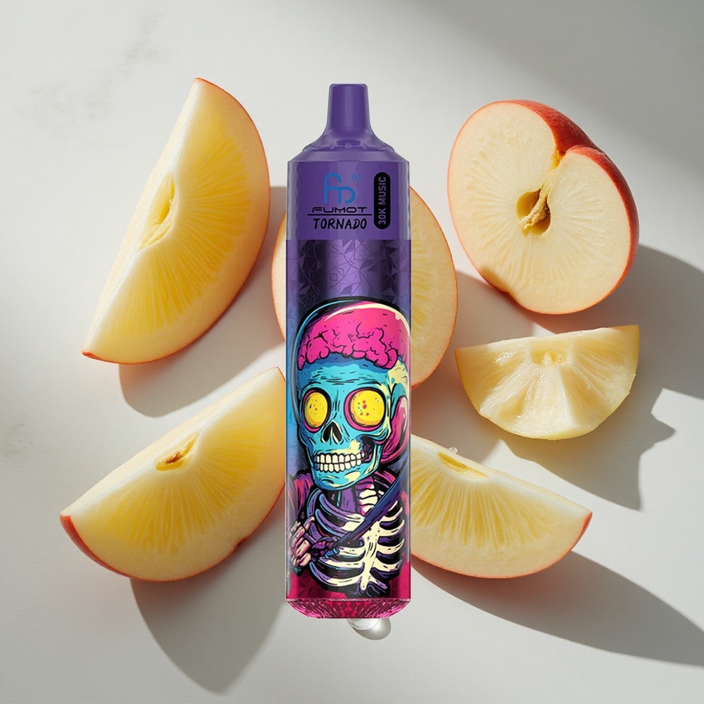 Drievoudige Appel Fumot RandM Tornado 30000 Puffs Nederland vapes 30mL LED-display
