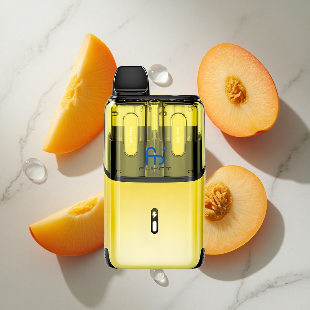 Drievoudige Mango - Sappige Perzik Fumot Ultra T32000 32000 Puffs Nederland vapes Type-C Opladen
