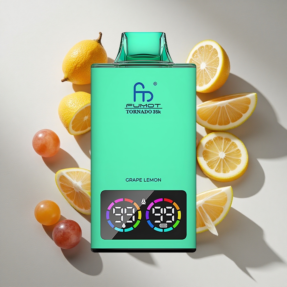 Druif Citroen Fumot Tornado 35K 35000 Puffs Nederland vapes Dual Mesh Coil RGB Licht