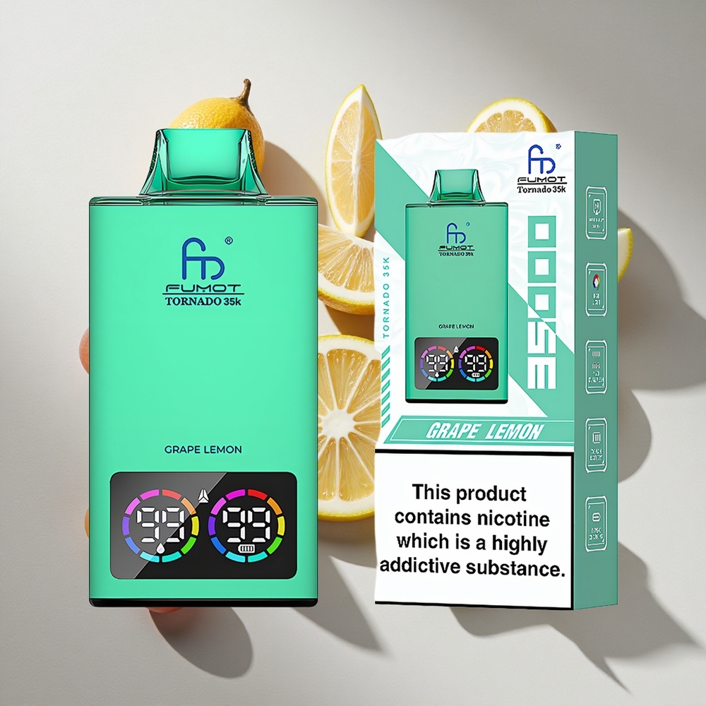 Druif Citroen Fumot Tornado 35K 35000 Puffs Nederland vapes Dual Mesh Coil RGB Licht