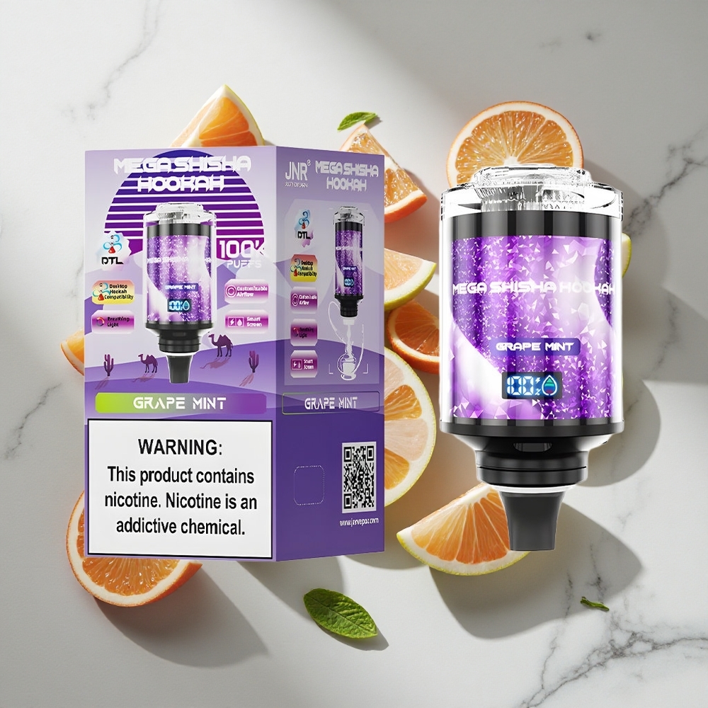 Druif Munt JNR Mega Shisha Hookah 100K Nederland vapes Type-C opladen en interactief slim scherm