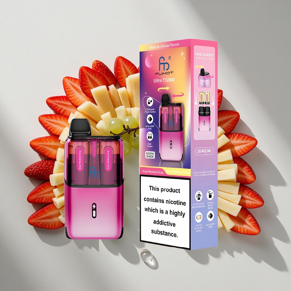 Druiven Regenboog Druppels Aardbei Regenboog Druppels Fumot Ultra T32000 32000 Puffs Nederland vapes Type-C Opladen