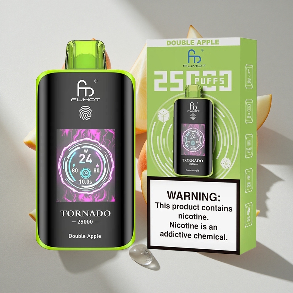 Dubbel Appel Fumot Tornado 25000 Puffs Nederland vapes met 20ml Voorgevulde Vloeistof en HD-scherm