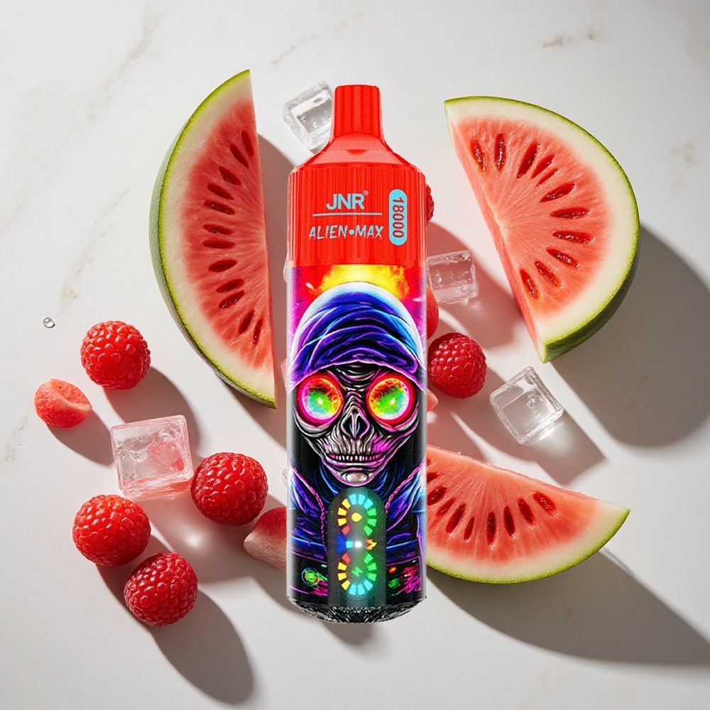 Framboos Watermeloen IJs JNR Alien Max 18000 Puffs Nederland vapes met Smart LED Display  Dual Mesh Coil