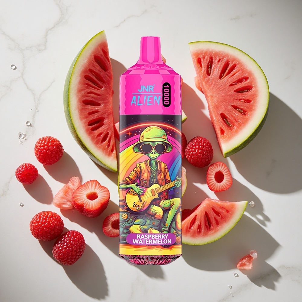 Framboos Watermeloen JNR Alien 10000 Puffs Nederland vapes Met 850mAh Batterij  LED (RGB)