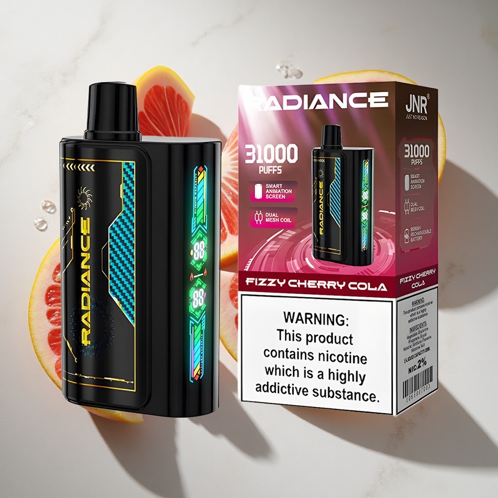 Frisse Kersencola JNR Radiance 31000 Puffs Nederland vapes met 28ml e-vloeistof en 950 mAh Oplaadbare Batterij