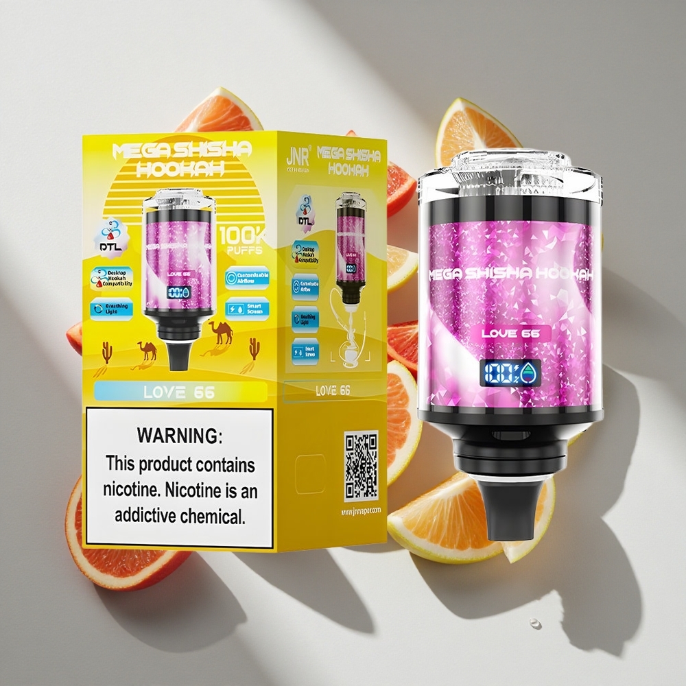 Frisse Munt JNR Mega Shisha Hookah 100K Nederland vapes Type-C opladen  60ml vloeistof