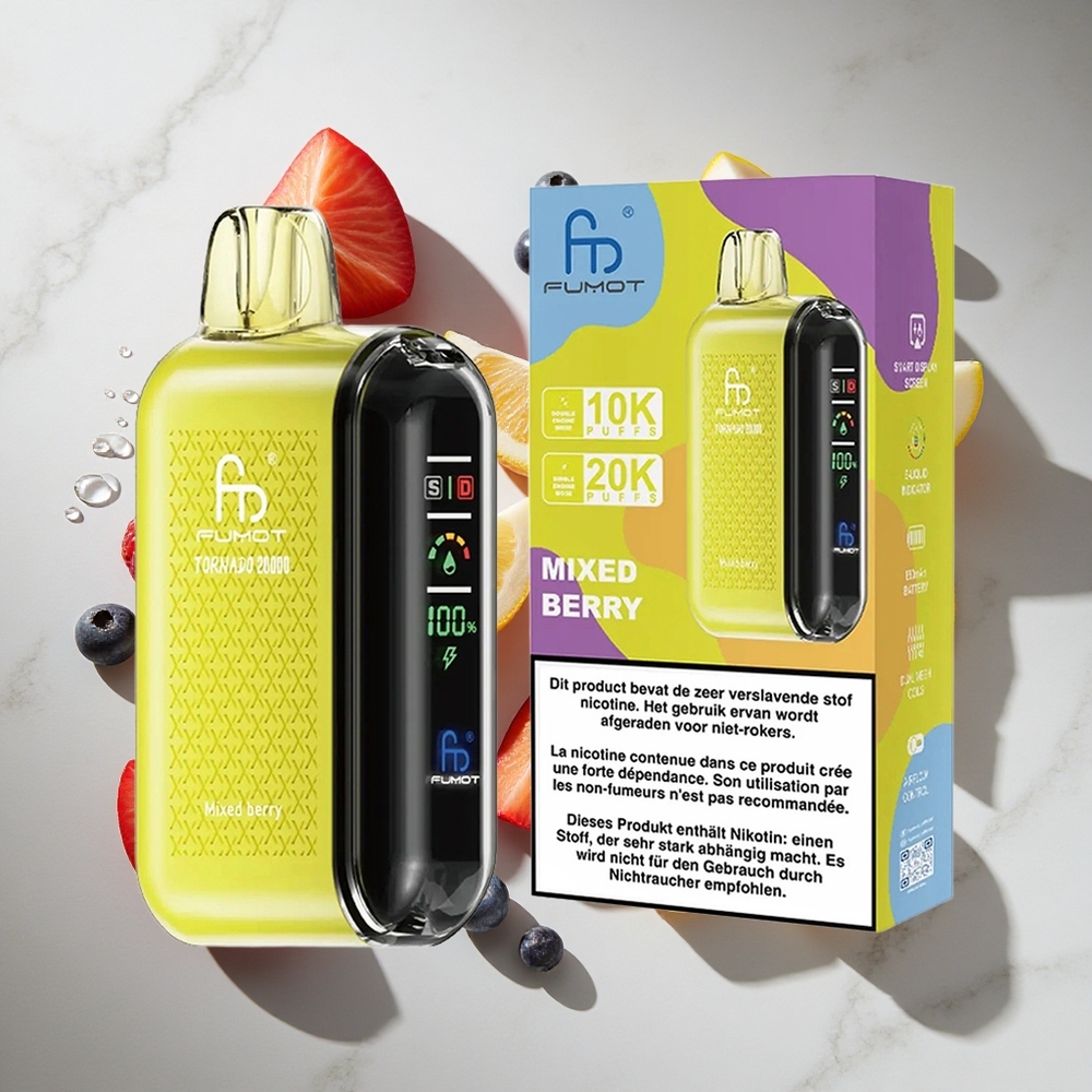 Gemengde Bessen Fumot Tornado 20000 Puffs Nederland vapes Dual Mesh Coil 20ml