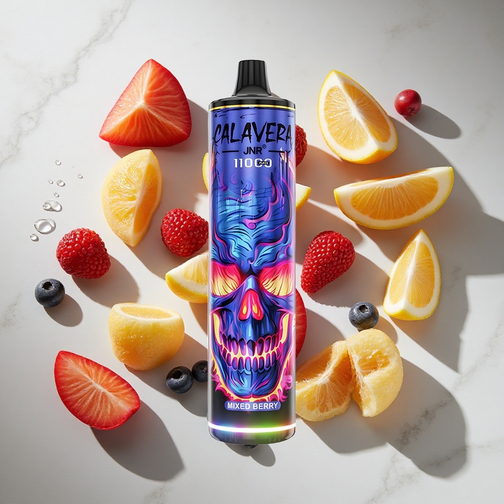 Gemengde Bessen JNR Calavera 11000 Puffs Nederland vapes met Type-C oplaadpoort en 21ml e-vloeistof Capaciteit