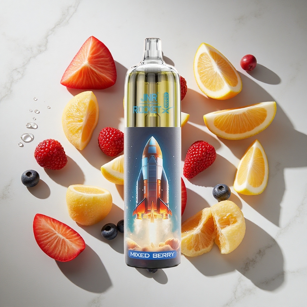 Gemengde Bessen JNR Rocket-X 12400 Puffs Nederland vapes met RGB-verlichting en Type-C Snelladen