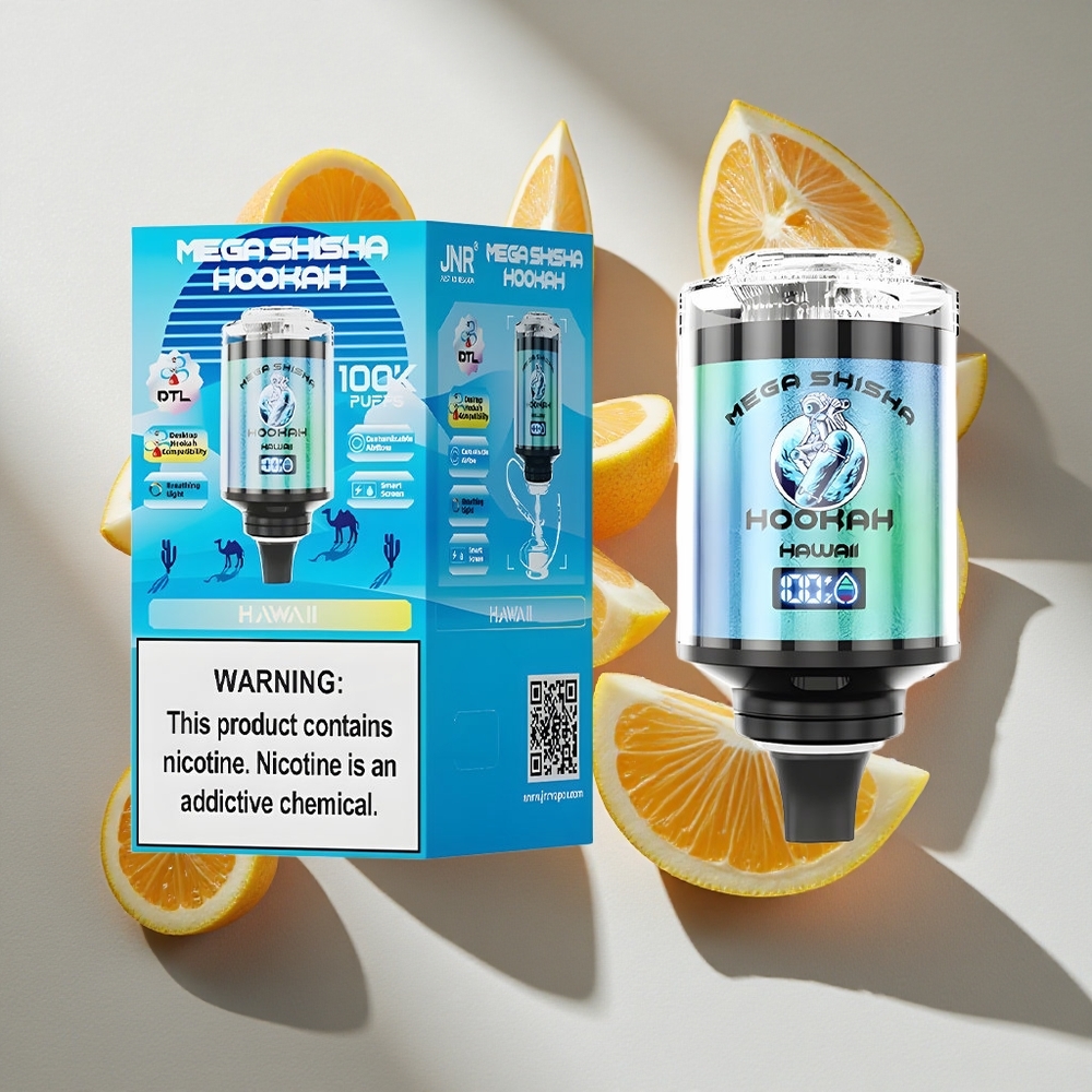 Hawaii JNR Mega Shisha Hookah 100K Nederland vapes met 60ml vloeistofcapaciteit en 2200mAh oplaadbare batterij