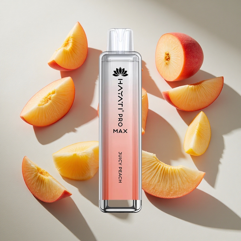 Juicy Peach Hayati Pro Max 4000 Puffs Nederland vapes met 1400mAh batterij en LED-licht