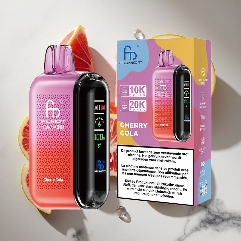 Kers Cola Fumot Tornado 20000 Puffs Nederland vapes Dual Mesh Coil  Smart Display