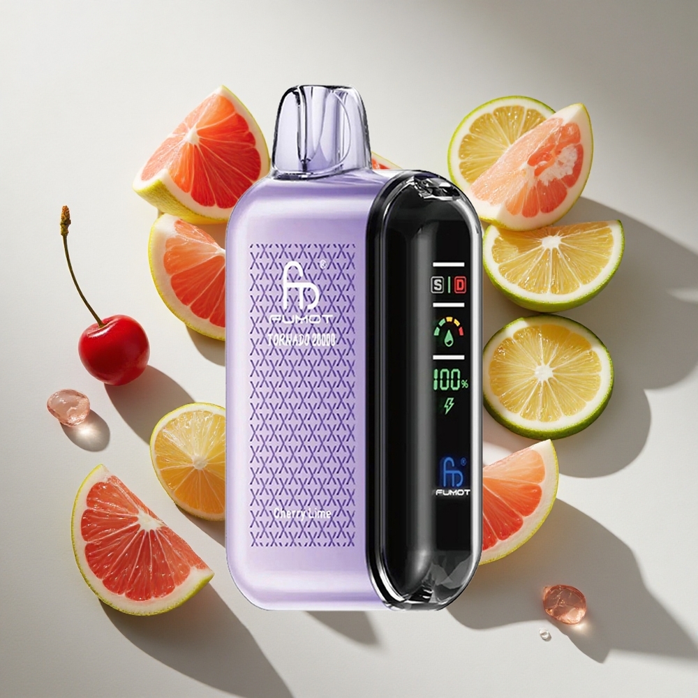 Kers Limoen Fumot Tornado 20000 Puffs Nederland vapes Dual Mesh Coil  Smart Display