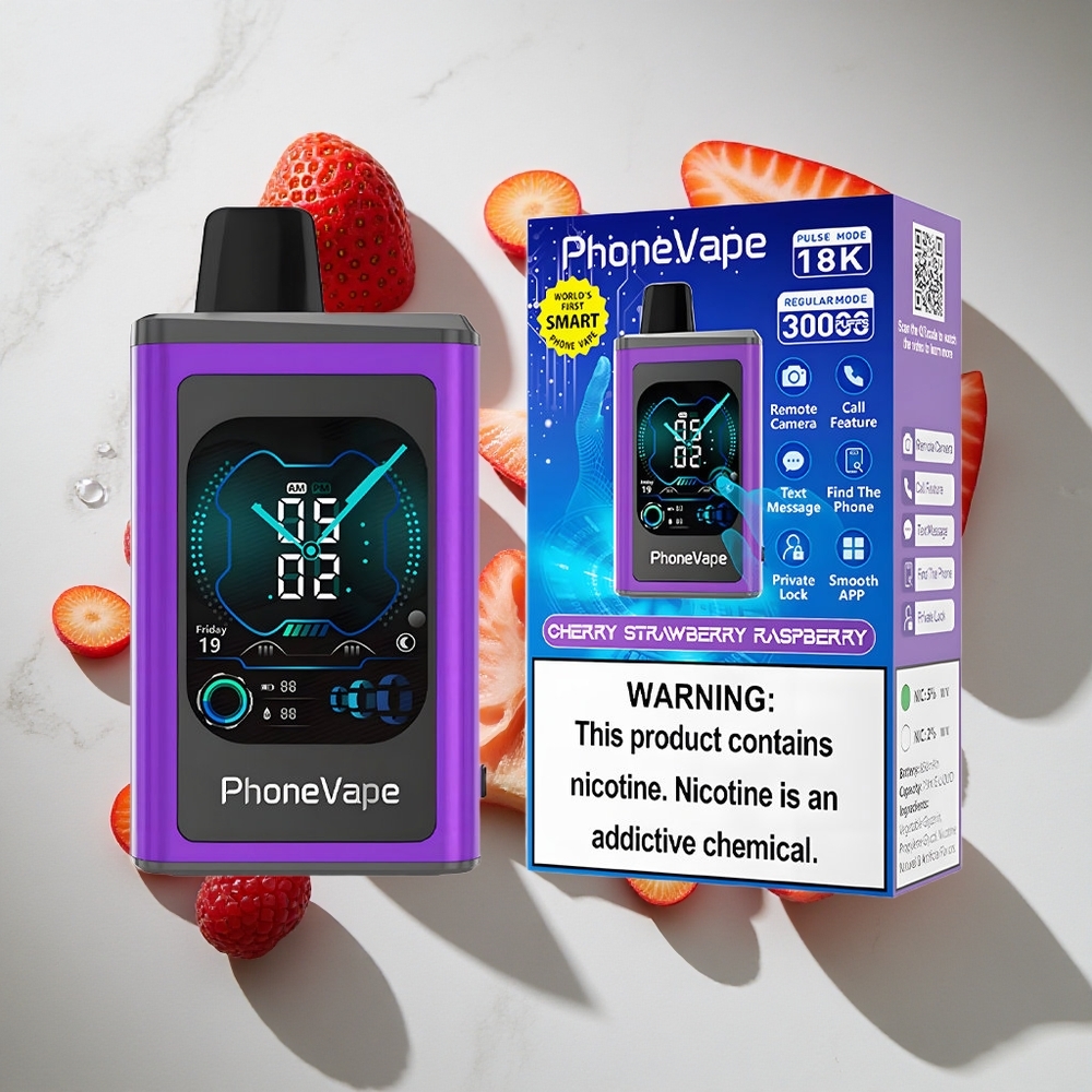 Kersen Aardbei Framboos JNR PhoneVape 30000 puffs Nederland vapes Met Turbo Mode  App Bediening