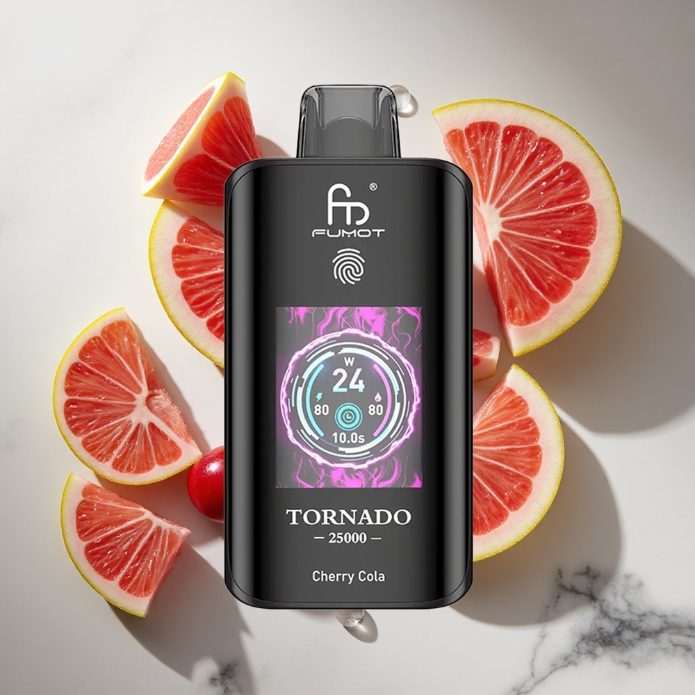 Kersen Cola Fumot Tornado 25000 Puffs Nederland vapes met 20ml Pre-filled E-liquid en 700mAh Oplaadbare Batterij