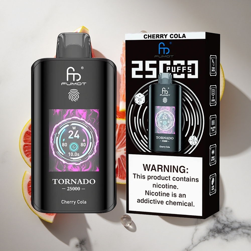 Kersen Cola Fumot Tornado 25000 Puffs Nederland vapes met 20ml Pre-filled E-liquid en 700mAh Oplaadbare Batterij