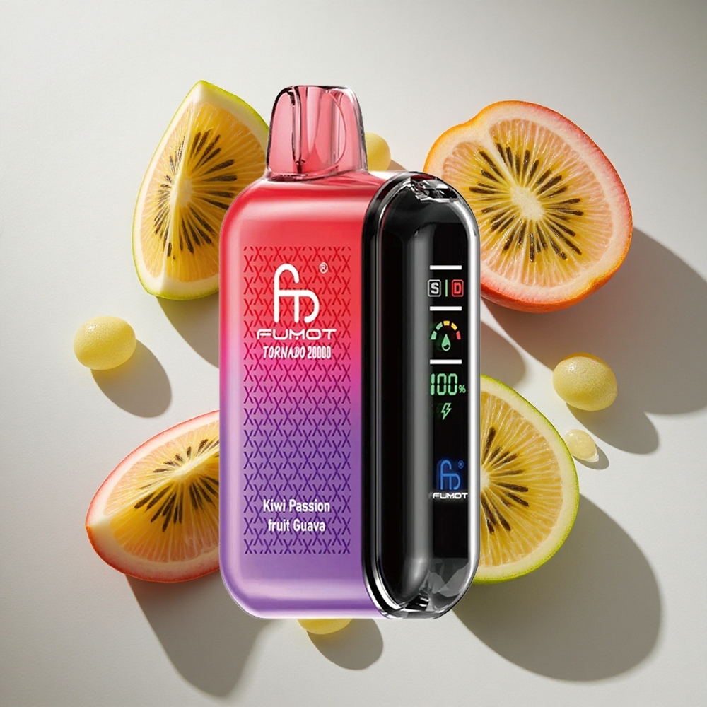 Kiwi Passievrucht Guave Fumot Tornado 20000 Puffs Nederland vapes met Dual Mesh Coil en Smart Display