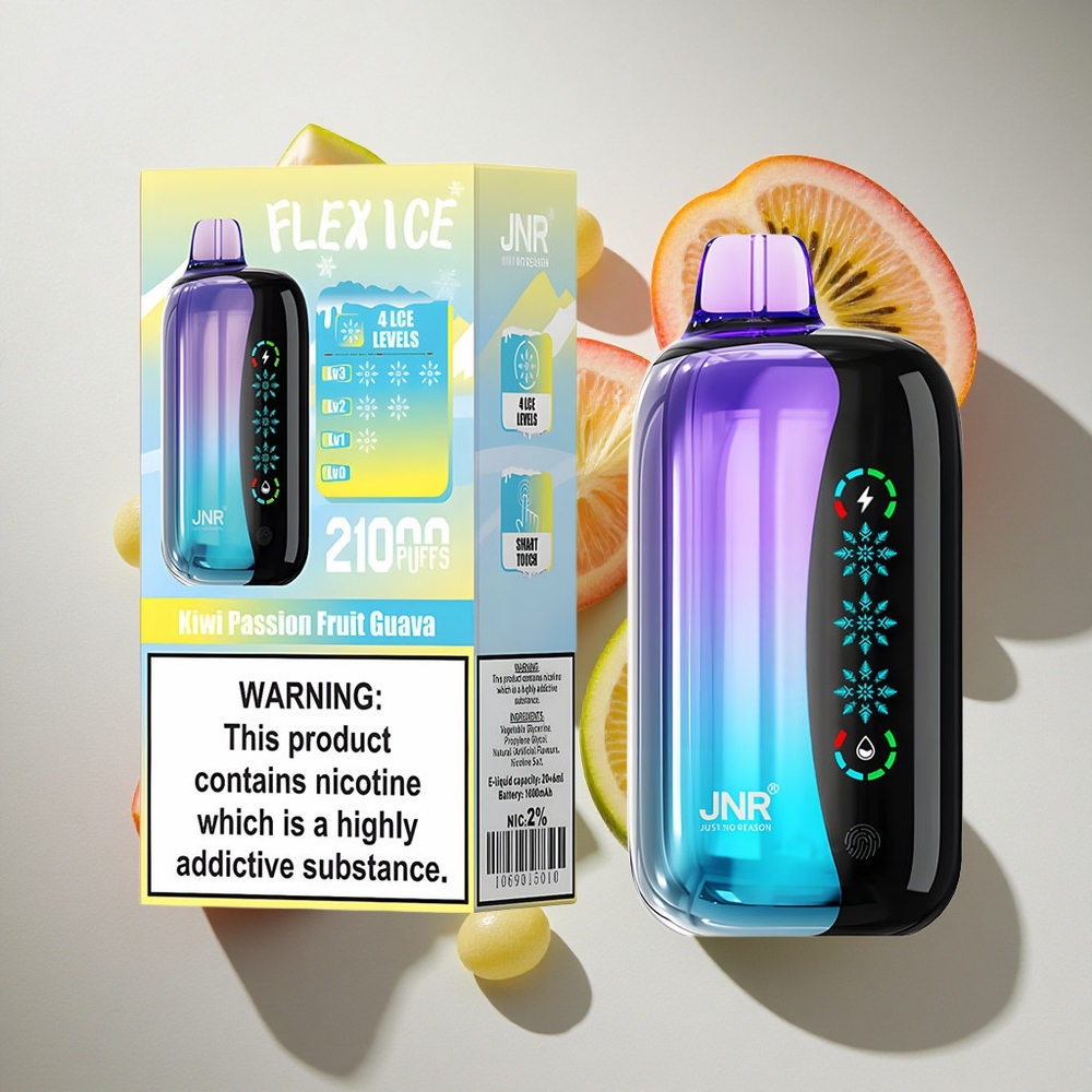 Kiwi Passievrucht Guave JNR Flex Ice 21000 Puffs Nederland vapes met 26ml e-vloeistof en Aanpasbare Luchtstroom