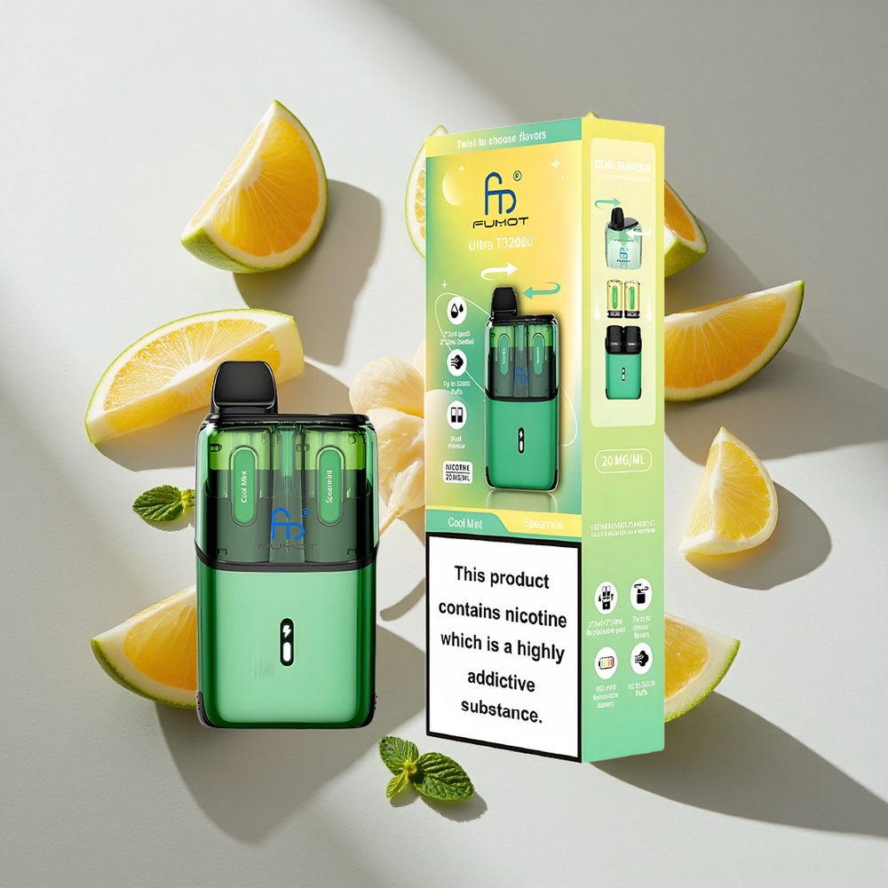 Koel Munt - Spearmint Fumot Ultra T32000 32000 Trekjes Nederland vapes Type-C Opladen  Mesh Coil