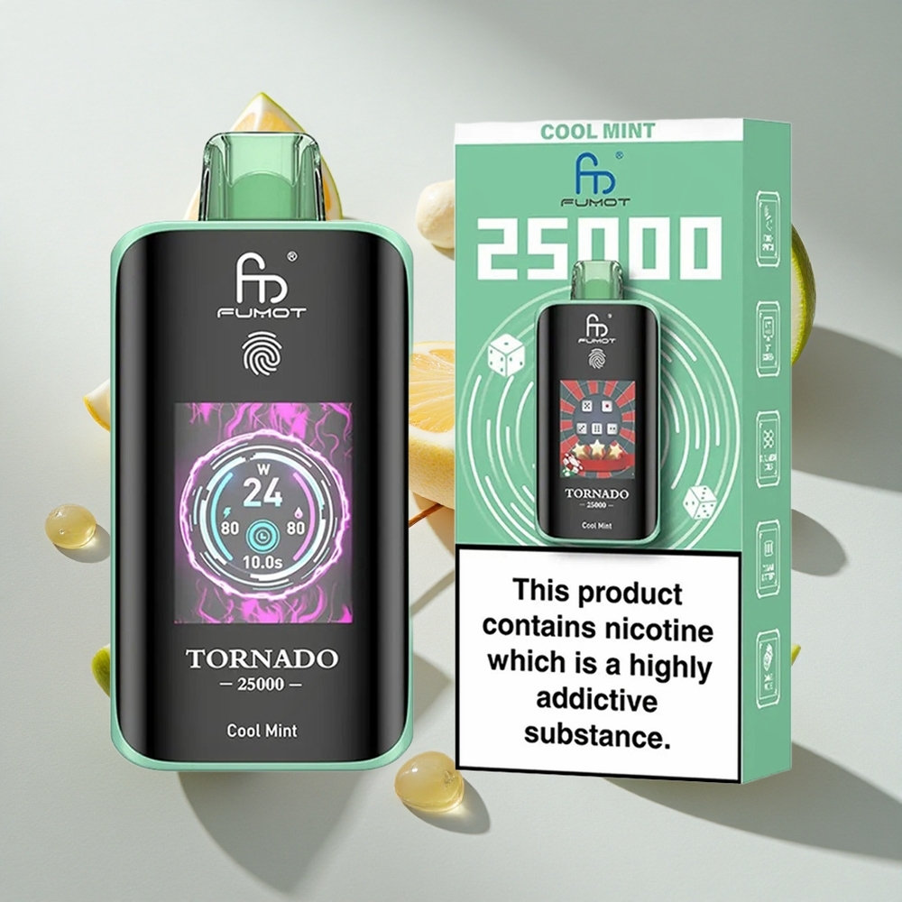 Koel Munt Fumot Tornado 25000 Puffs Nederland vapes met HD-scherm en 20ml voorgevulde vloeistof