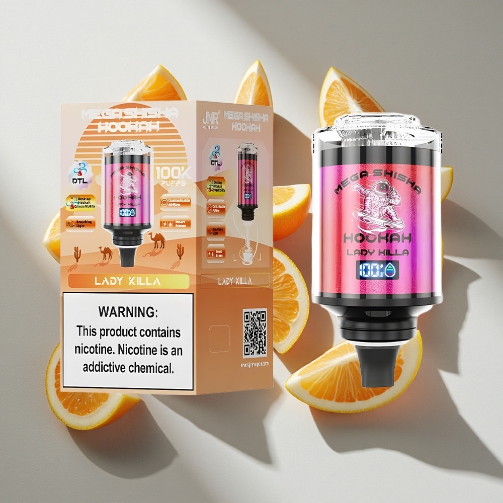 Lady Killa JNR Mega Shisha Hookah 100K Puffs Nederland vapes met 60ml e-vloeistof Capaciteit  Type-C Opladen