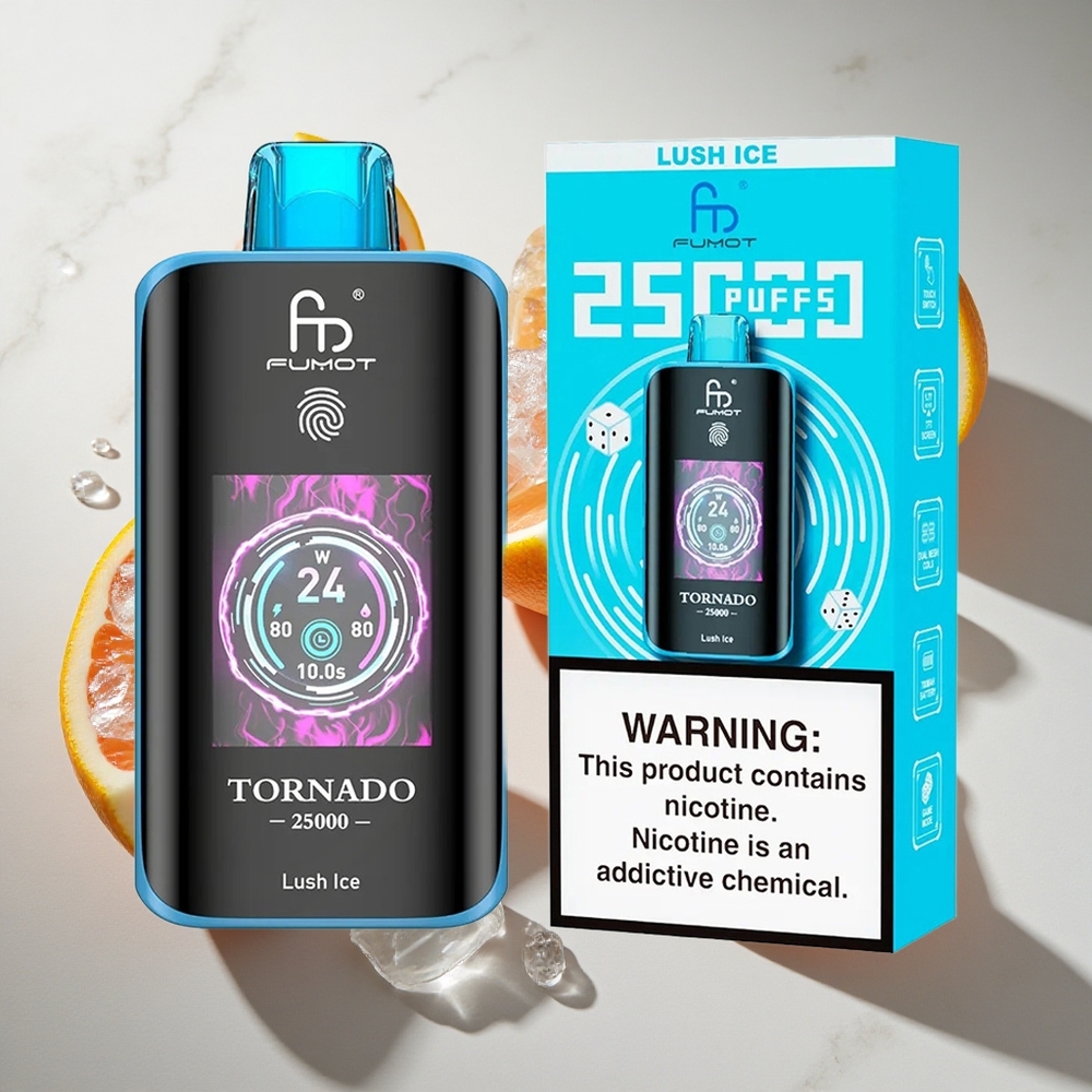 Lush Ice (Verfrissende IJs) Fumot Tornado 25000 Puffs Nederland vapes met 20ml Voorgevulde Vloeistof  Type-C Opladen